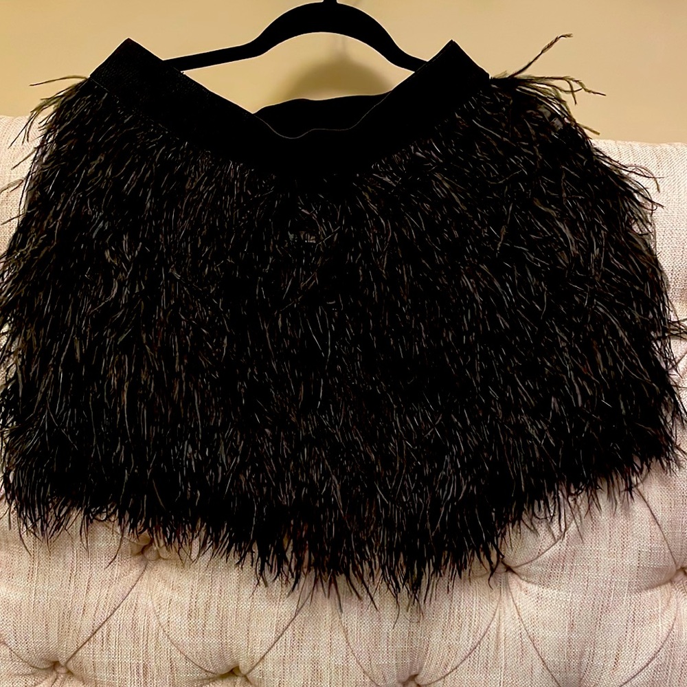 Ostrich hair mini skirt